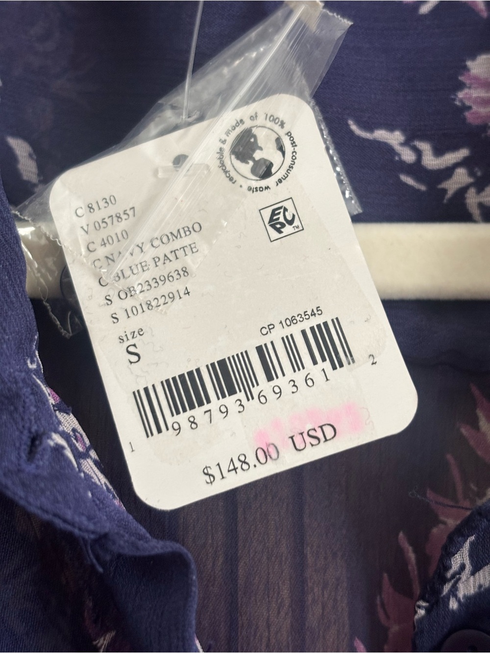 Free People Navy Maxi Dress with Pink Floral Accents - Picture 5 of 5
